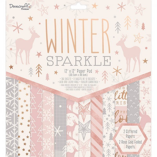 Dovecraft Premium Winter Sparkle FSC 12x12 Paper Pack